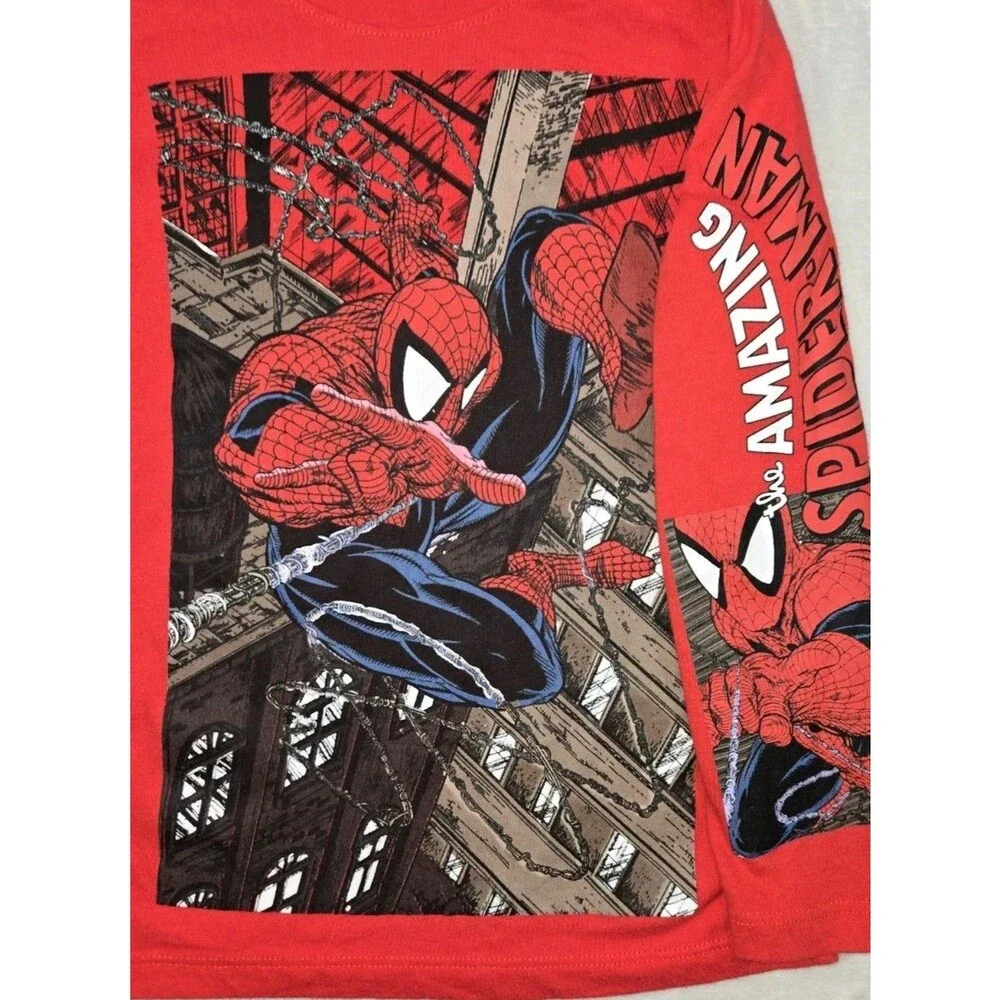 Boys Marvel Spiderman Long Sleeve T Shirt Red XS 4/5